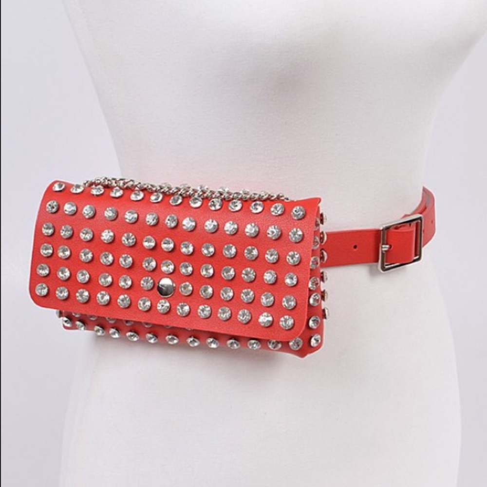 Jeweled Fanny Pack - Red or Brown
